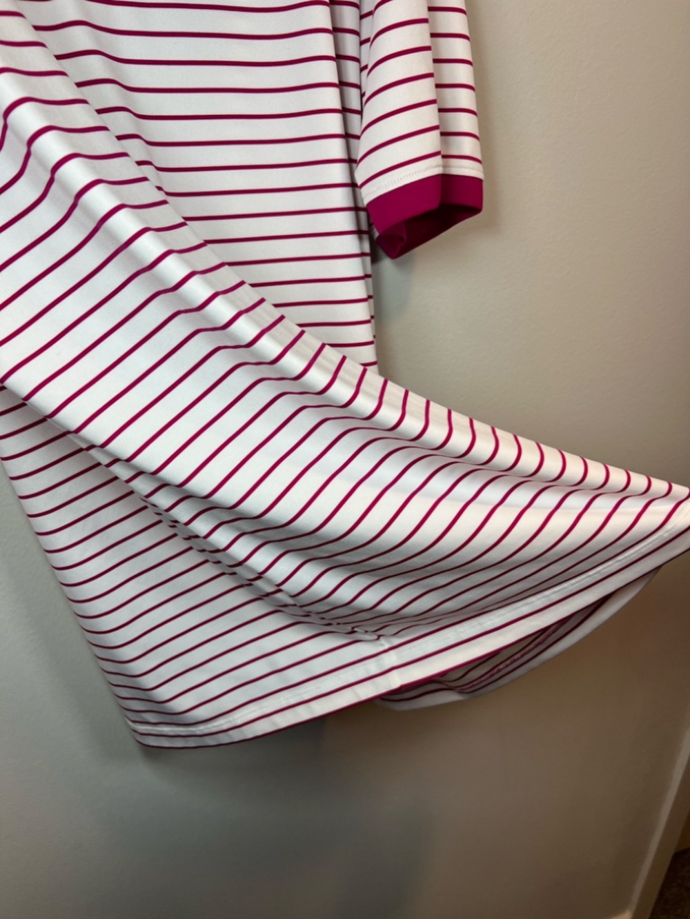 Nike Golf Dri-Fit Polo Shirt Magenta White Stripes Standard Fit Stretch Mens XXL - Picture 7 of 11